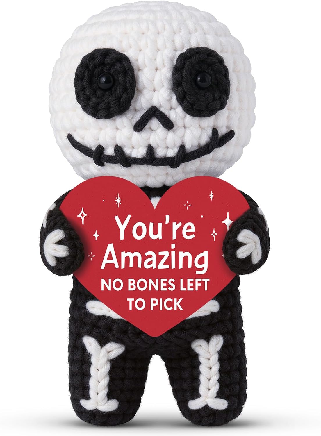 Handmade Crochet Skeleton Gifts, Quirky Birthday Gifts for Women Men, Cute Gothic Office Desk Decor, Emotional support Inspirational Thank You Gift for Mum, Friend, Sister, Coworker