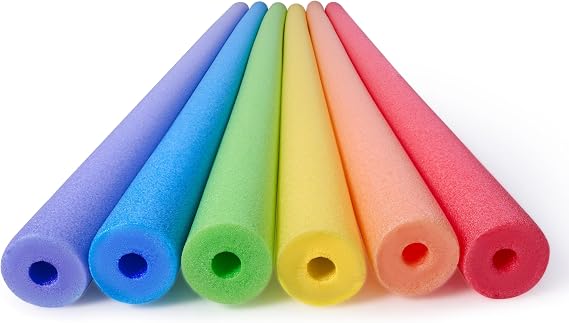 SLOOSH Pool Noodles Foam-Multicolor Soft Floating Foam Tube, 6 Pack 48 Inch Rainbow Thick Noodles for Floating, Multi-Purpose Swimming Pool Noodle Bulk, Craft Projects, Pool Toys