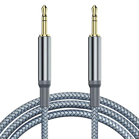 3.5mm to 3.5mm Aux Audio Cable –1.2M- Nylon Braided Aux Cord Lead for Car, Headphone, iPhone, iPad, iPod, Samsung, MP3 Player, Smartphone, Echo Dot, Tablet, Home Stereos, Laptop (1.2M)