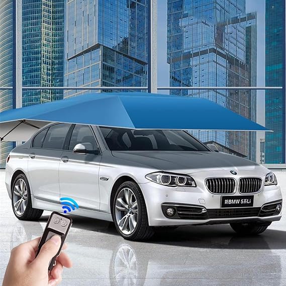 Car Tent, Car Cover Waterproof All Weather, Automatic Car Umbrella with Remote Controller & Anti-Theft Design, Folding Carport for Most Models, Easy to Install(4.8m)