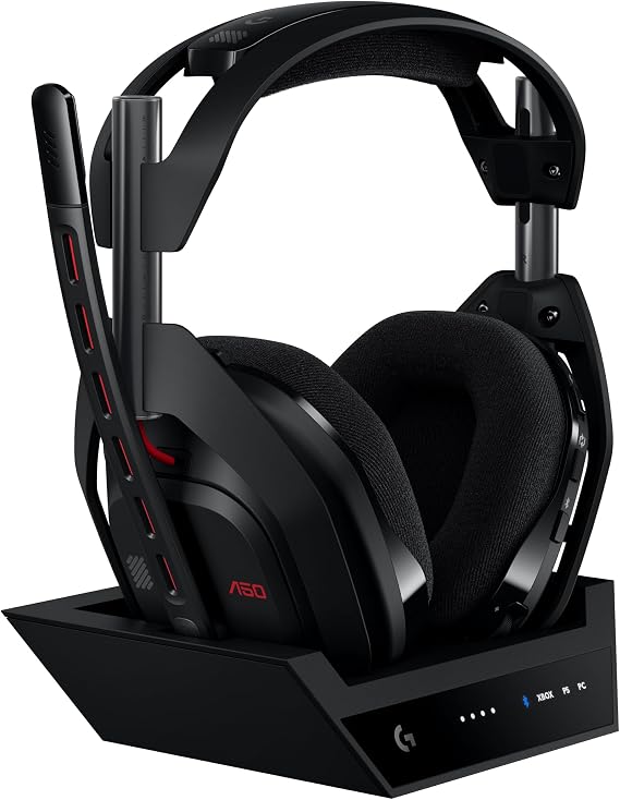 Logitech G Astro A50 Multi-Platform Wireless Gaming Headset - Black | For PS5, Xbox, PC, Switch - PLAYSYNC Audio Switcher,lt;16 bit/48kHz (Console),lt;24 bit/48 kHz (PC),lt;24hr Battery, 2.4GHz & BT