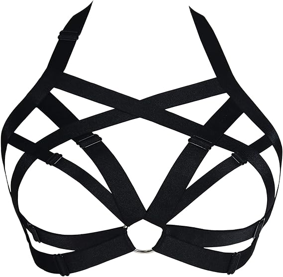 Womens Balconette Womens Bra Elastic Cupless Cage Bra Strappy Hollow Out