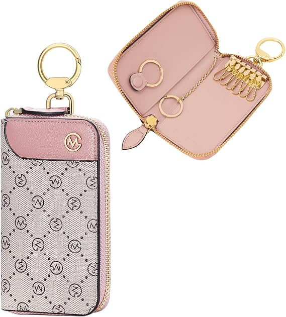 GOLF SUPAGS Women PVC Leather Car Key Chain Card Holder Wallet Pouch 6 Hook Snap Closure keys Money Organizer Case | Card Holder