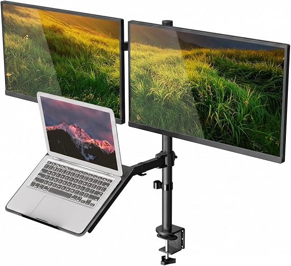 Ergoflex EF75 Steel Design 13"-27" Monitor & 10-17" Laptop Stand with 2-8 kg Triple Arm Lift