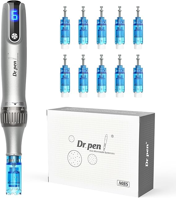 Dr.Pen M8S Microneedling Pen Wireless Micro Needling Devices Skin Care Tool Kit for Anti-aging Acne Scars Wrinkles with 5 pcs 18 pin + 5 pcs 36 pin Cartridges