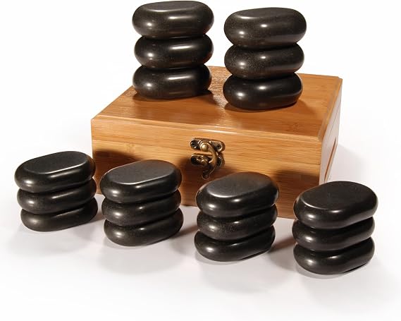 Master Massage 18 Piece Essential Hot Stone Massage Set Kit Package for Professional or Home Spa, Healing, Pain Relief-Basalt Rock