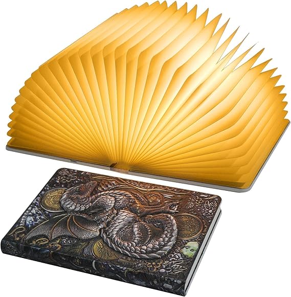 QXMGCBOK Folding Book Lamp Dragon Night Light, Book Light as Gifts for Book Lovers,Portable Bedside Light (3 Colors)