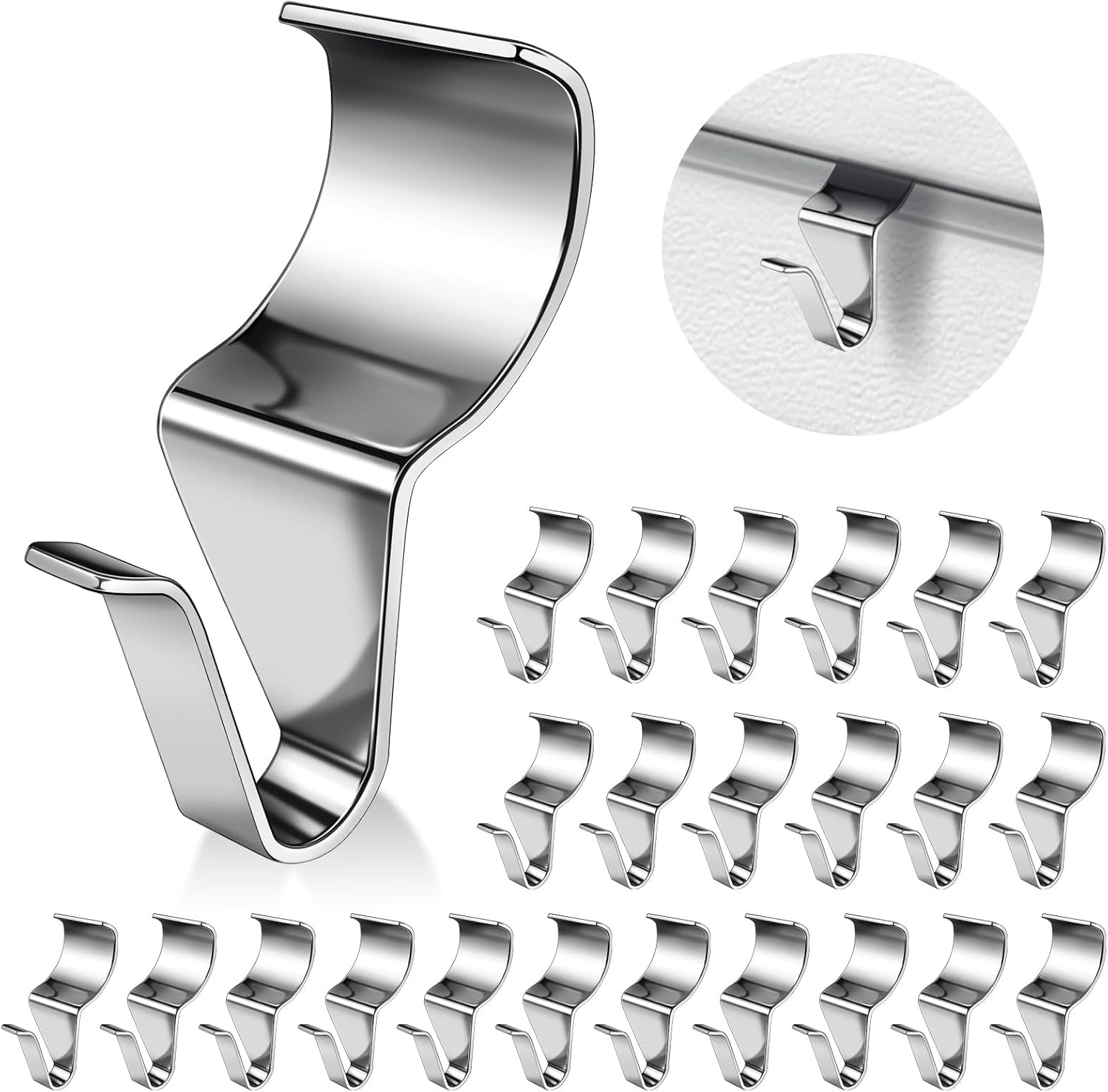 24PCS Vinyl Siding Hook, Thicken Stainless Steel Vinyl Siding Clips Hangers, Heavy-Duty No Drill Vinyl Hook for Outdoor Decor, Hanging on Patio, Christmas Wreath Hangers