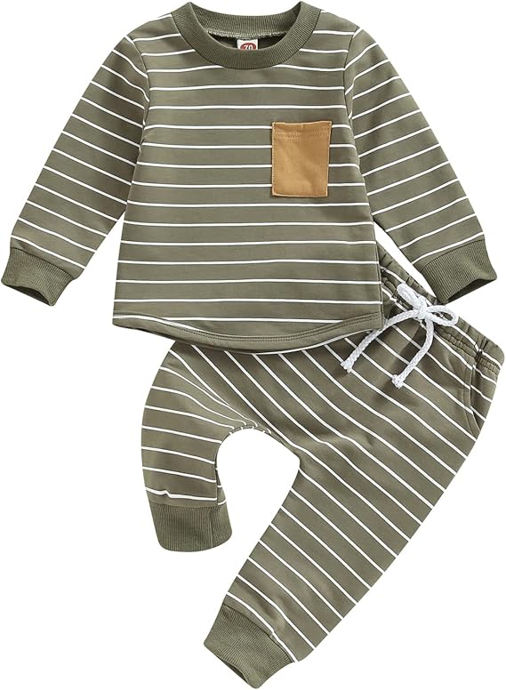 Toddler Baby Boy Clothes Fall Winter Outfit Patchwork Long Sleeve Sweatshirt Tops Stretch Pants Newborn Playwear Set
