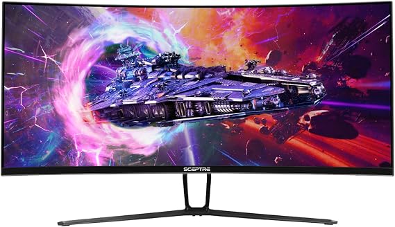Sceptre 35-inch Curved UltraWide 21: 9 Creative Monitor QHD 3440x1440 HDR400 Frameless AMD Freesync HDMI DisplayPort Picture by Picture, 99% sRGB Machine Black 2024 (C355W-3440UN series)
