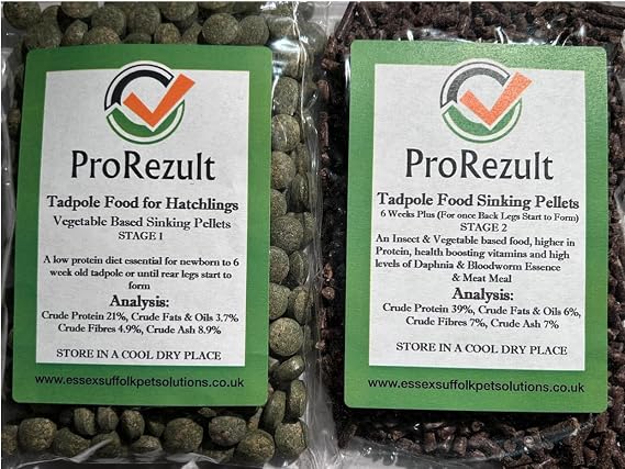 Tadpole Food Sinking Tablets Pellets for Hatchlings and 6 Weeks Plus Twin Pack of Each Feed Pond or Aquarium (1 Pack of Each Food)