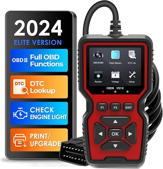 OBD2 Diagnosegerät Werkzeuge V519 OBD2 Scanner Codeleser Motorfehlercode-Lesegerät OBDII Diagnosegerät für Protokoll Spannungserkennung und -überwachung Motor Prüfen LCD-Bildschirm