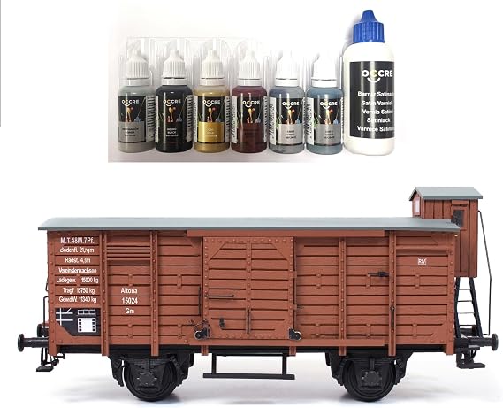 EarthMark Wagon1:24 Scale Boxcar Display Model Kit 56002 by Occre (Boxcar Model with OcCre Premium Paint Set)