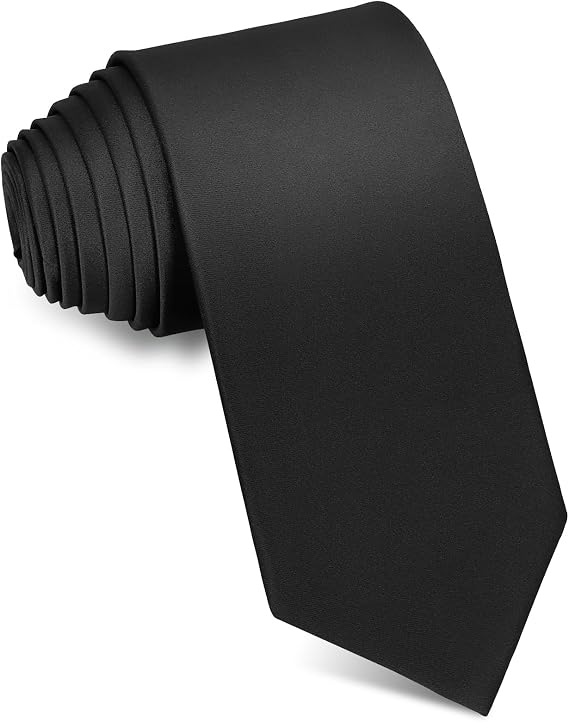 JUNMEISI Men's Ties Solid Pure Color 3.15" (8CM) Necktie Black Ties For Men