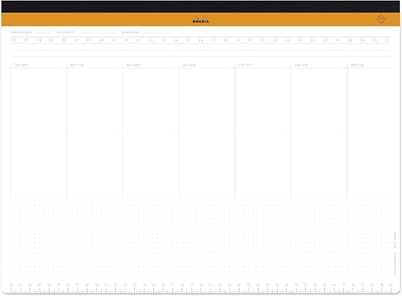 Rhodia -Ref 194041 - Undated Weekly Desk Pad - Premium 80 GSM White Paper -16 1/2 x 12 1/8" - 60 Sheets