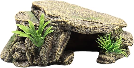 Reptile Cave Rock Hideout for Small Lizards, Snake, Turtle and Frogs