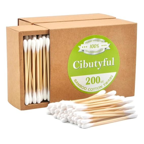 Cotton Swabs 400 count Double Round Tips Cotton Swabs With Strong wooden Sticks Ear Swabs Cotton Sticks with 3.0 Inch Bamboo Stick