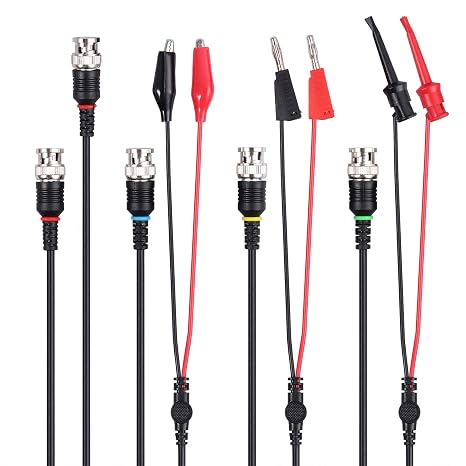 Proster BNC Test Leads Kit - BNC Male to Dual Alligator Clip Test Leads, BNC Male to Dual Test Hook Test Leads, BNC Male to Dual Stacked Insert Test Leads, Dual BNC Coaxial Cable