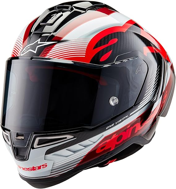 Alpinestars Race Helmet Supertech R10 Team Motorcycle Helmet Full Face Helmet Carbon Helmet Black Carbon Red White M