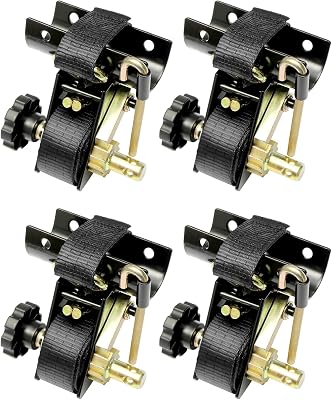 Ladder Rack Ratchet Straps with J-Hook 4PCS, 2 Black Round Tube Mount, 1.5 Wide x 7.5 Long Black Retractable Ratchet Tie Down Strap Roof Rack, 500 lbs Load Heavy Duty Cargo Buckle Rack Lock Strap