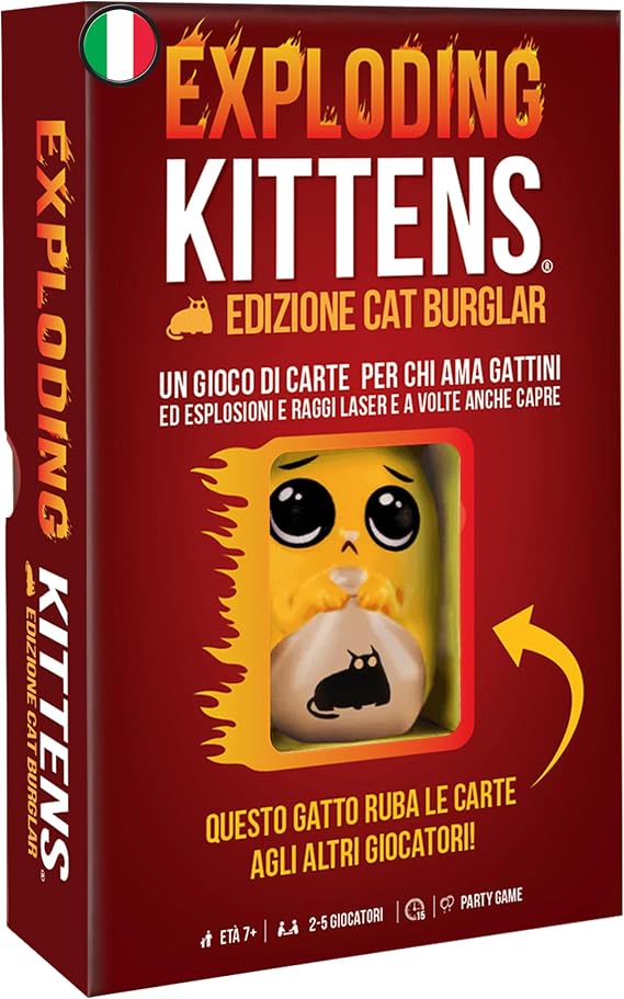 EXPLODING KITTENS CAT BURGLAR - Board Game for Family and Friends - Basic Card Game - Party Game, 2-5 Players, 7+ Years, Italian Edition