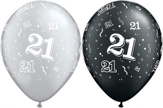 Qualatex 25065 Age 21 Assorted 11"/ 11-inch Round Latex Party Balloons (Pack of 25)