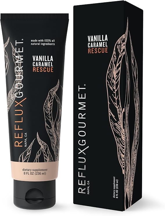 REFLUX GOURMET Vanilla Caramel Rescue Alginate Complex Digestive Support Formula, Made with Natural Ingredients 8 Fl. Oz