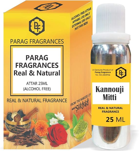 Parag Fragrances 25ml Kannouji Mitti Attar With Fancy Empty Bottle (Alcohol Free, Long Lasting, Natural Attar) Also Available in 50/100/200/500 pack