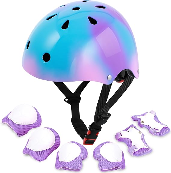 Kids Bike Helmet with Knee Elbow Pads Set for Toddler and Big Kids