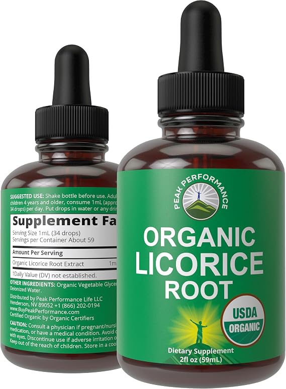 USDA Organic Licorice Root Extract Liquid Drops Supplement Vegan Tincture | For Digestion + Respiratory Health. Extracto de Regaliz Root Oil Herb. Zero Sugar, Gluten Free Supplements for Women and Men