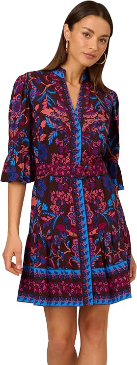 Adrianna Papell Printed Short Flounce Dress