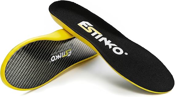 Estinko Carbon Fiber Performance Insoles - Customized Athletic Inserts for Basketball, Volleyball, Racquet Sports, Running & More, Shock Absorption (Men's 11.5-12/Women's 13.5-14, 11.73")