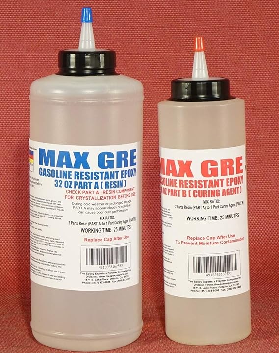 Gasoline Resistant Epoxy - MAX GRE Resin for Coating, Bonding, Potting, Fiberglassing Reinforcement & Repair - Resistant to E85 Gasoline & Diesel Fuel