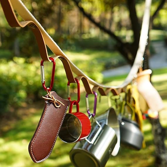 Portable Camping Hanging Rope 16ft with 4 Hooks Hammock Accessory for Camping Adjustable Hammock Tent Lanyard/Rope Outdoor Travel Hanger for Trees RV Trailer Hanging Gear