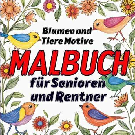 Malbuch für Senioren und Rentner: Blumen und Tiere Motive: 50 Wunderschöne Einfache Großformatige für Oma Opa und Erwachsene zum Entspannen