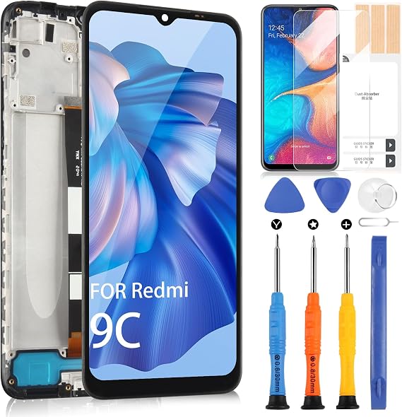 Screen Replacement for Xiaomi Redmi 9C / Redmi 9A / Redmi 10A LCD Display for Redmi 9C Touch Screen Digitizer Glass Panel Full Assembly with Frame Repair Parts