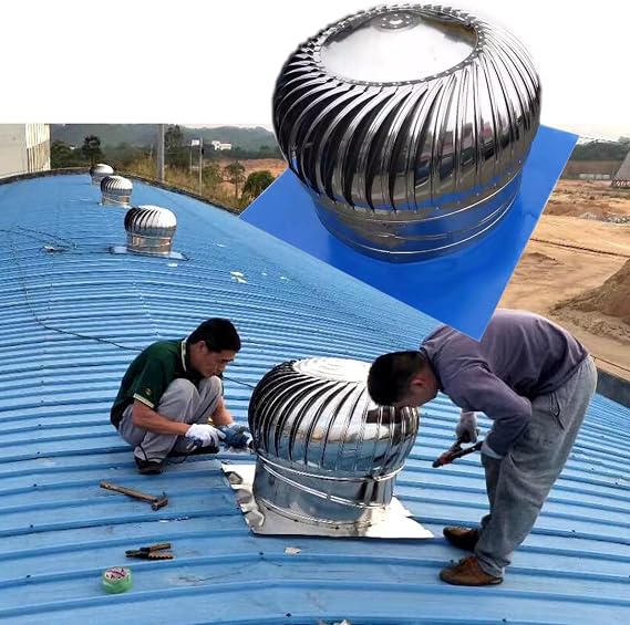 Roof Round Air Turbines Ventilator Roof Turbine Ventilator, Wind Turbines Attic Air Vent Ventilating Fan, 4in/6in/8in/10in/12in/16in/20in/24in Roof Mounted Attic Ventilator, 304 Stainless Steel(Size:5
