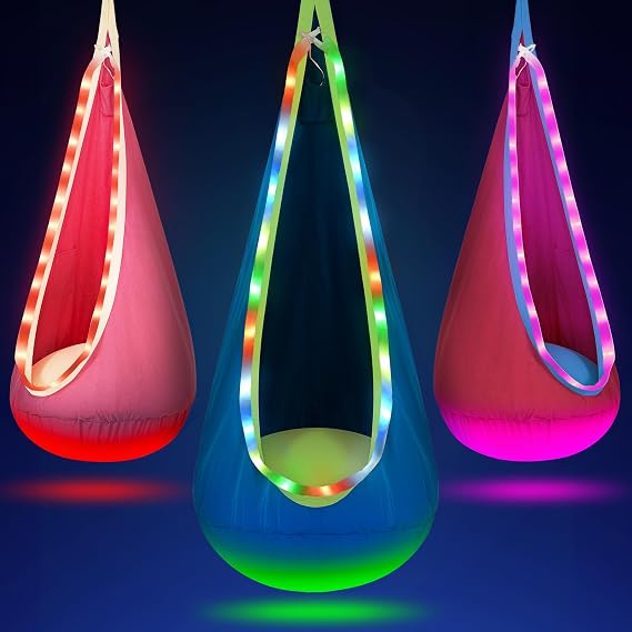 OUTREE Light Up Pod Swing Seat, Sensory Swing with LED Light