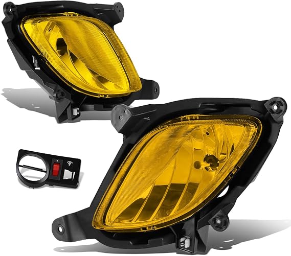 Auto Dynasty Compatible with Genesis Coupe Pair of Bumper Driving Fog Lights w/Switch (Amber Lens)