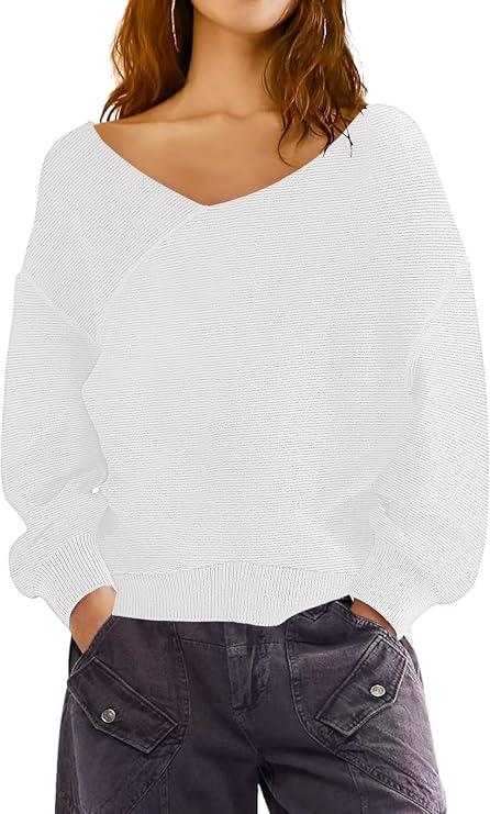 Womens Oversized Off Shoulder Sweater Causal Batwing Long Sleeve Knitted Jumper Pullover Tops