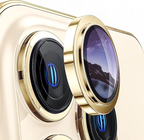 MADNOVA iPhone 12 Pro Max için Kamera Koruyucu İphone Alüminyum Alaşım Çerçeveli Tempered Glass iPhone Kamera Lens Koruyucu (GOLD)