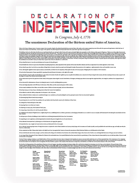Axton US Declaration of Independence Poster (12" x 18")