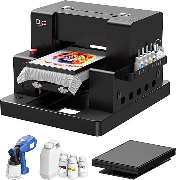 DXZ A3 DTG Printer for Direct-to-Garment Clothing 2800 1440 DPI, White Ink Mixing Engine, SemiAutomatic Cleaning, Includes Electric Sprayer & Ink Kit