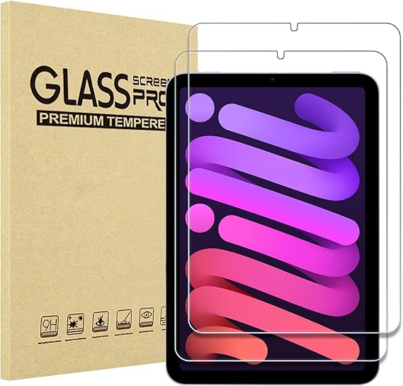 ProCase 2 Pack Screen Protector for iPad Mini 7 (A17 Pro)/ Mini 6 8.3-inch | 9H hardness Tempered Glass, Ultra Clear, Scratch Resistant, Bubble Free Install, Case Friendly, High Touch Sensitivity