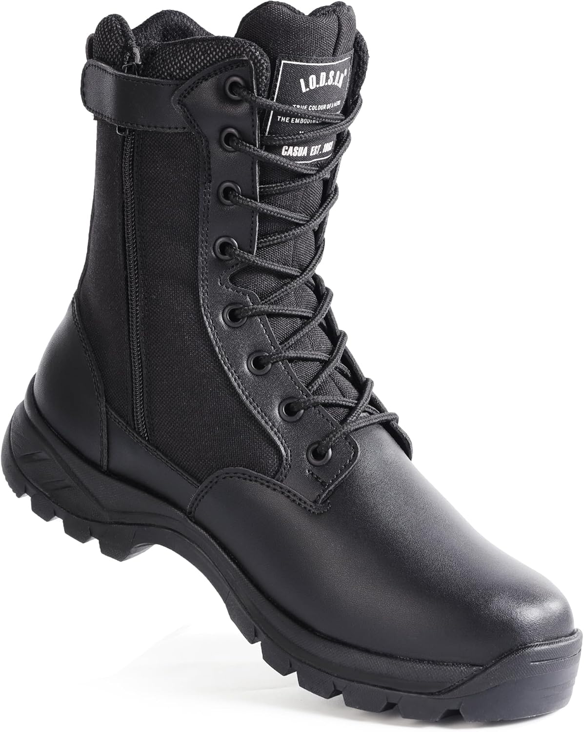 Mens Military Tactical Work Boots with Side Zipper, Puncture Resistant, Desert Combat, Army Jungle, 8 Inch Lightweight Hiking Boots
