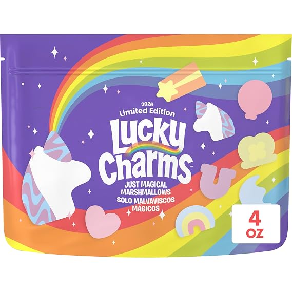 Lucky Charms Just Magical Marshmallows, Limited Edition Snacks, Dessert Ingredient and Topping, 4 oz