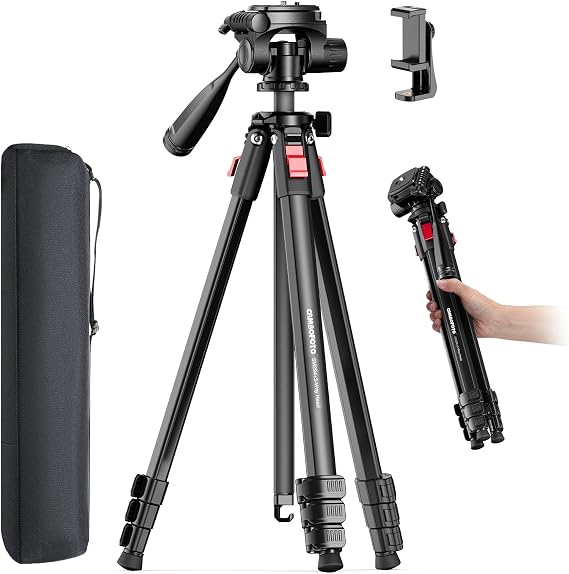 CAMBOFOTO 68" Lightweight Camera Tripod with Carry Bag