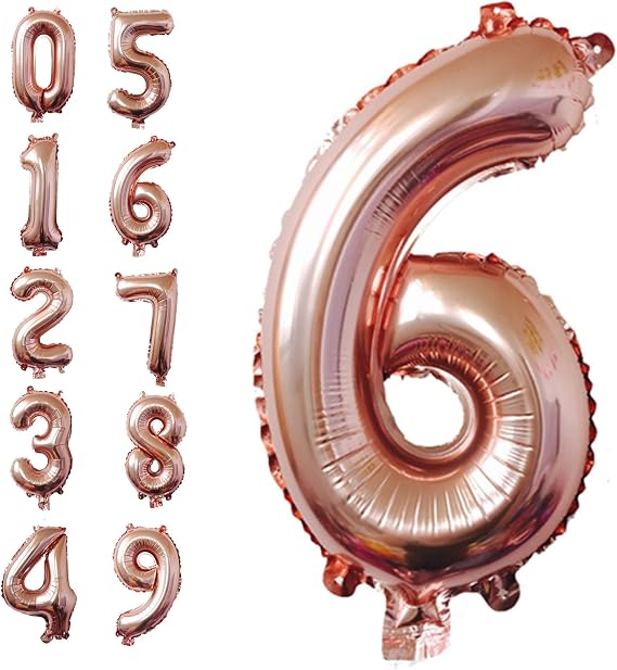 40 Inch Rose Gold Jumbo Digital 6 Number Balloons Huge Giant Balloons Foil Mylar Number Balloons for Birthday Party,Wedding, Bridal Shower Engagement Photo Shoot, Anniversary (Rose Gold,Number 6)