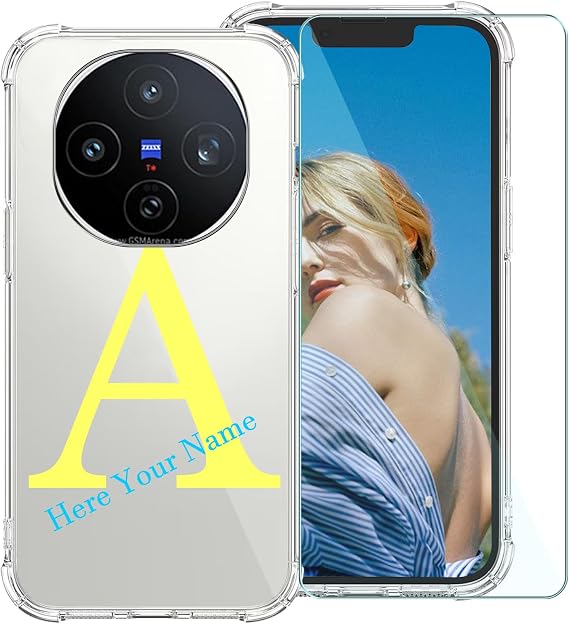 Personalized Phone Case + Screen Protector for vivo X200T,Custom Picture Image Name on Silicone Cover,Transparent Shockproof TPU Case,Customized Bumper Phone Case -WZ