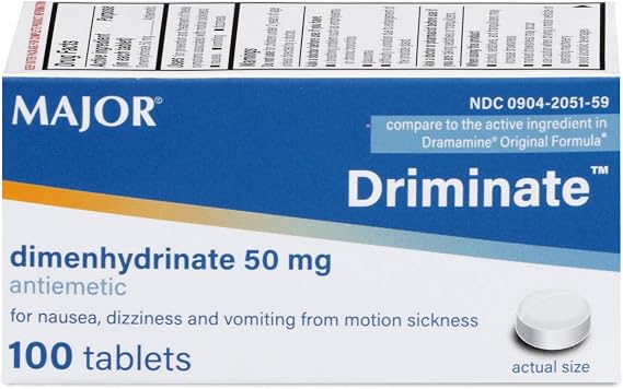 MAJOR Driminate Anti-Nausea Tablets, 100 Count (1-Pack)